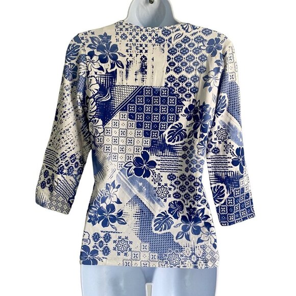 Hearts of Palm Petite Floral Cotton Blend Top Size Petite Small PS - Picture 6 of 7